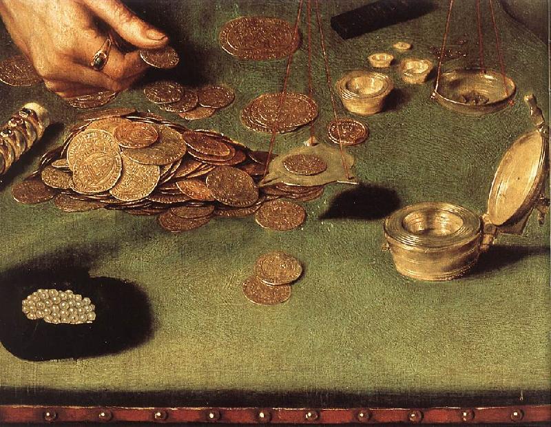 MASSYS, Quentin The Moneylender and his Wife (detail) sg Sweden oil painting art